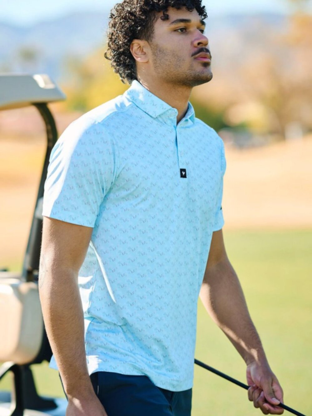 Bad Birdie Golf Polo Men's 2XL Blue Lil' Mingos AOP Preppy Summer Performance